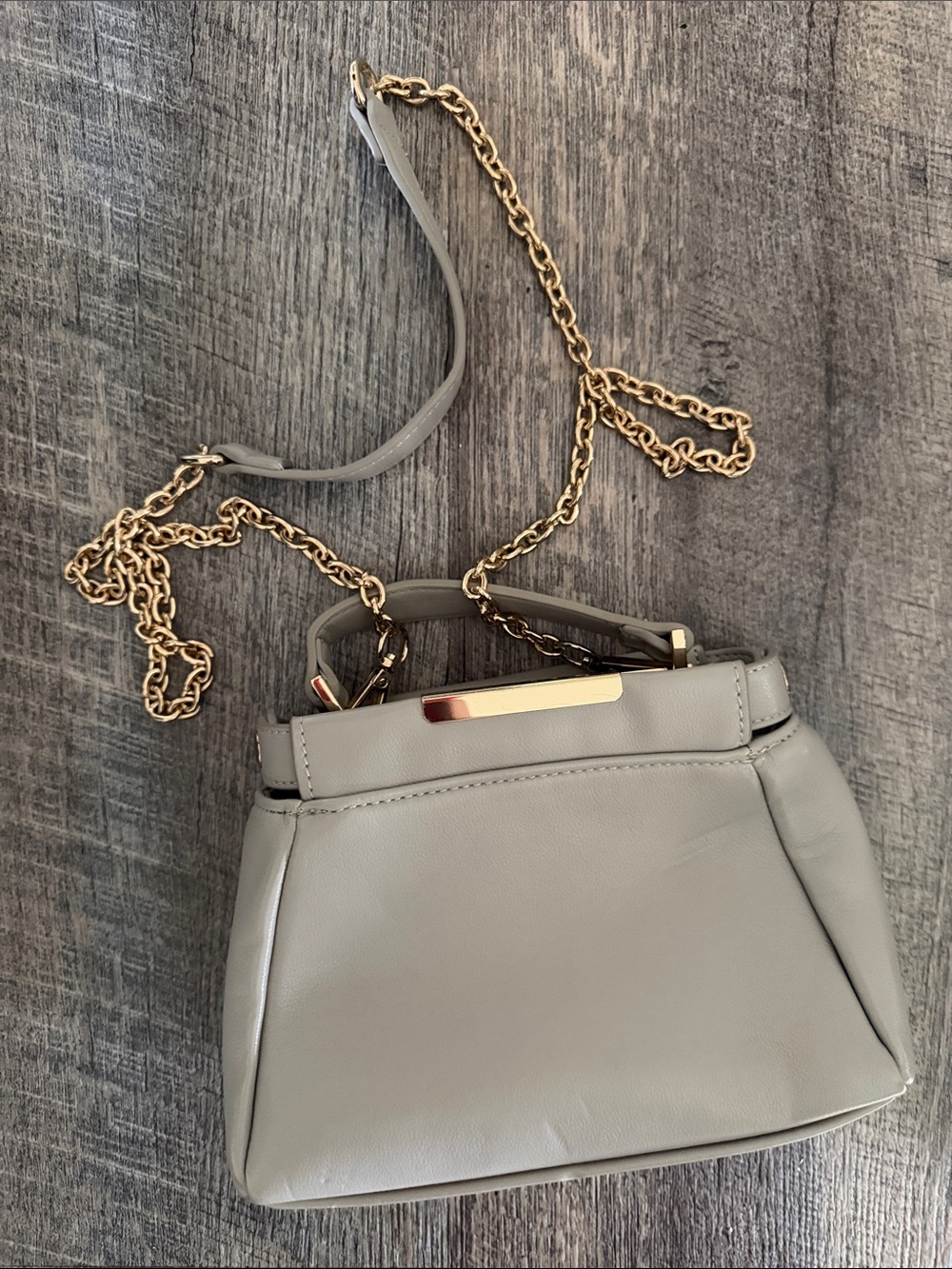 Forever 21 Light Gray Crossbody Bag with Gold Chain